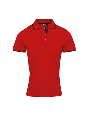 Premier Womens/Ladies Coolchecker Contrast Pique Polo Shirt (Red/Black)