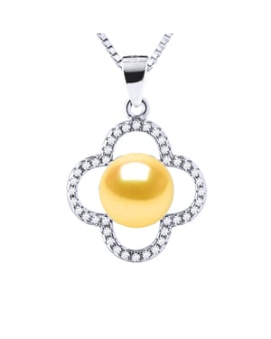 Clover Ketting Zoetwaterparel 9-10mm Golden 925