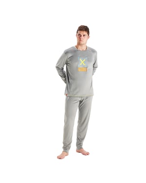 Fluwelen herenpyjama met lange mouwen en ronde hals MU3