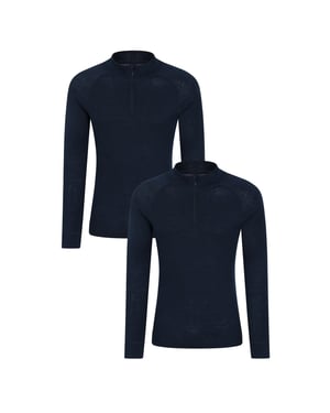 Mountain Warehouse Heren Merino Wol Base Layer Top (Set van 2) (Marine)