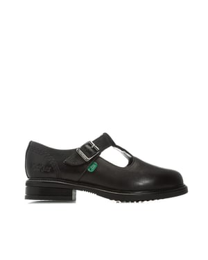 Girl's Kickers Children Lach T-Bar Leather Shoes in Black