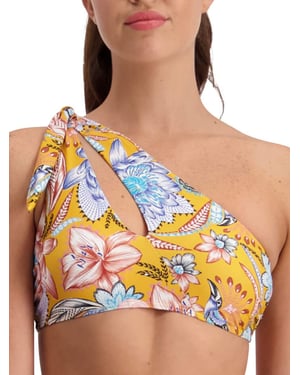 Sunshine Bloom Tie Shoulder Bikini Top Golden