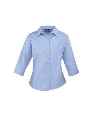 Premier Dames/Dames Poplin 3/4 Mouw Shirt (Middenblauw)