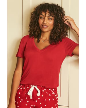 Red Super Soft Jersey Pyjama T Shirt