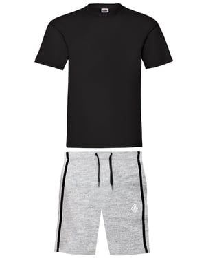 Enzo | Mens T-Shirt & Shorts Loungewear Set - Black/Grey