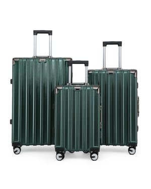Hardshell Groene Kofferset Robuuste 8 Wiel Bagage Cabine Koffer Tas