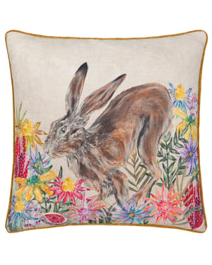Wylder Nature Country Wilds Blossom Hare Printed Feather Filled Cushion