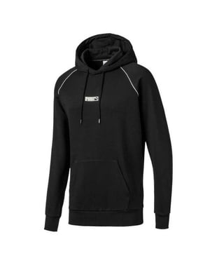 Puma Classic Logo No2 Hoodie Pullover Sweatshirt Jumper Black Mens 595251 01