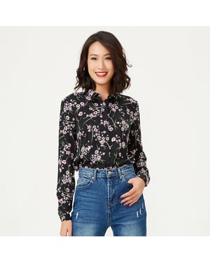Recht gesneden shirt met bloemenprint