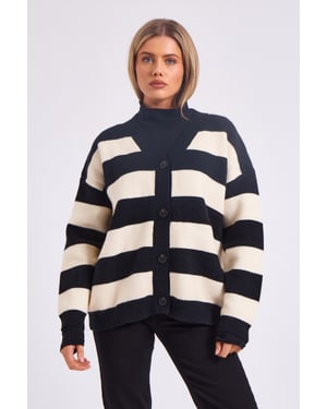 Stripe Oversized Button Through Cardigan