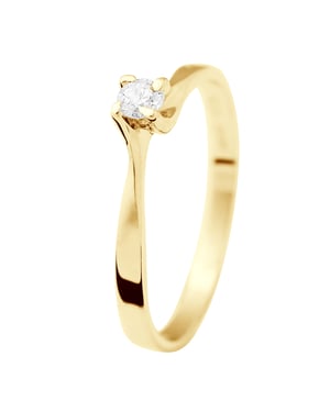 Solitaire Diamond 0,15 Cts 4 Claws Geel Goud 18 Karaat