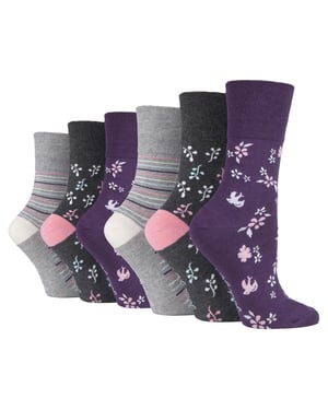 Gentle Grip - 6 Pairs Ladies Gentle Grip Non Elastic Socks - SOLRH214