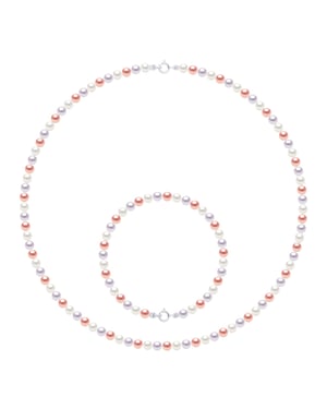 Set Necklace Bracelet is made up of : Necklace of Real Cultured Freshwater Pearls Round 4-5 mm