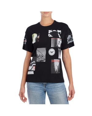 8N2T9G Kortärmad T-shirt i bomull med vintagetryck för kvinnor