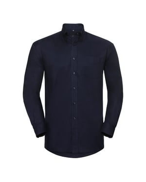 Russell Collection Mens Long Sleeve Easy Care Oxford Shirt (Bright Navy)