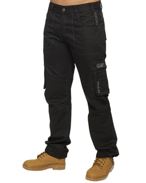 Enzo | Mens Combat Denim Jeans - Black