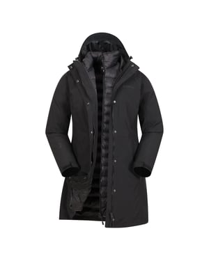 Mountain Warehouse Dames/Dames Alaska Lange 3 in 1 Jas (Jet Zwart)