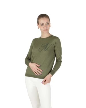 Crown Of Edinburgh Cashmere Long Sleeve Art 004 Green Letter N