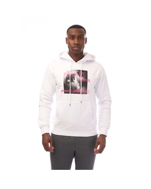 Men's Off White Tornado Type Slim Hoodie in White pink