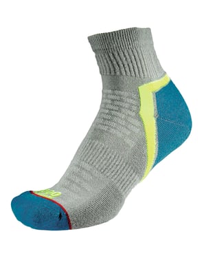1000 Mile - Ladies Active Quarter Repreve Breathable Socks With Flat Toe Seam - Silver / Teal