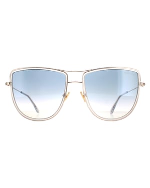 Tom Ford Aviator Womens Shiny Rose Gold Smoke Gradient Tina FT0759