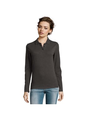 SOLS Dames/Dames Perfect Pique Poloshirt met Lange Mouwen (Houtskoolmelange)