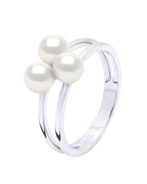 Ring Trilogy - 3 echte gecultiveerde zoetwaterparels rond 5-6 mm