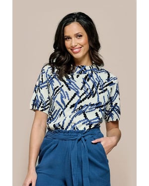 Mylah Print Top Offwhite / Blauw