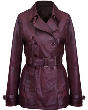 Halflange lederen trenchcoat voor dames - Oakham