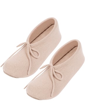 'Appleby' Oatmeal Cashmere & Merino Wool Small Ballet Slippers