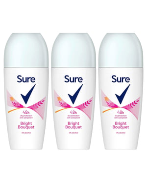 Sure Women Roll On Bright Bouquet AntiPerspirant Deo 48H Protection, 3x50ml