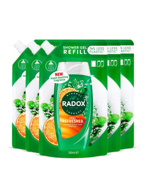 Radox Mineral Therapy Shower Gel Refill Pouch Feel Refreshed 500ml, 5 Pack