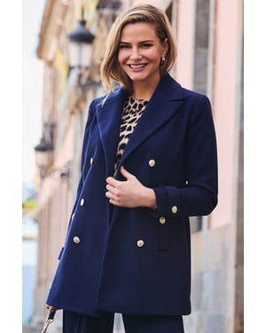 Navy Blue Double Breasted Coat