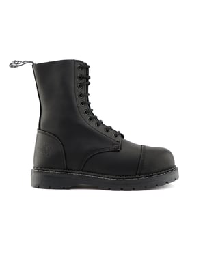 Grinders Unisex Black Leather Steel Toe Cap Lace Up Boots - Stag ACS