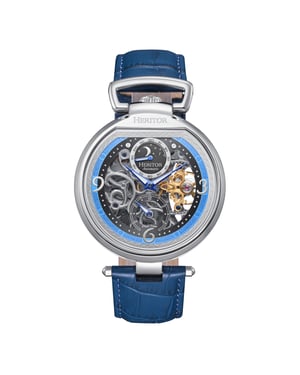 Heritor Automatic Lincoln leren band skelet horloge met maanfase