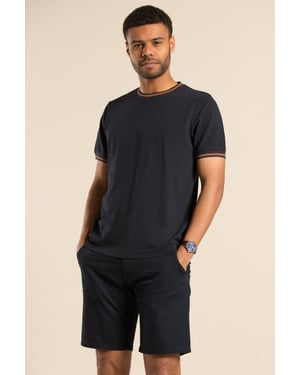 Dark Navy Cotton Pique Short-Sleeve T-Shirt