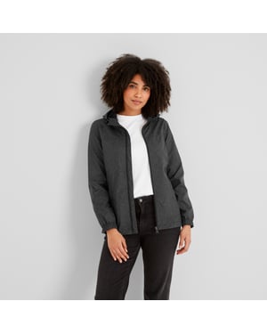 Craven Womens Waterproof Packaway Jacket - Washed Black Swirl Print