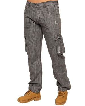 Enzo | Heren Combat Denim Jeans - Grijs
