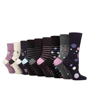 9-pack bambustrumpor damer | Gentle Grip | Extra breda mjuka strumpor utan resår - SOLRM423738