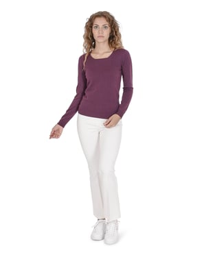 Crown Of Edinburgh Cashmere Womens Square Neck Sweater Coe 0024 Burgundy