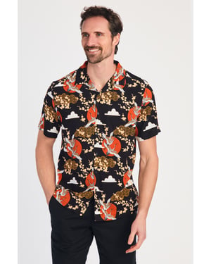 Black Resort Style Printed Short Sleeve Shirt