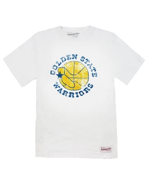 Mitchell & Ness Golden State Warriors Distressed Logo T-shirt för herrar