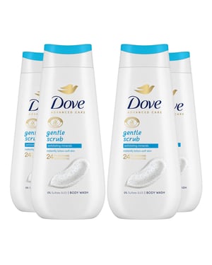 Dove Advanced Care Body Wash Gentle Scrub 24H Renewing Micromoisture 225ml, 4pk