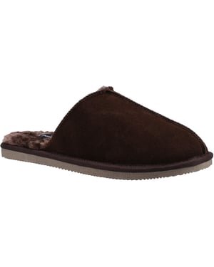 Hush Puppies Mens Coady Suede Slippers (Brown)
