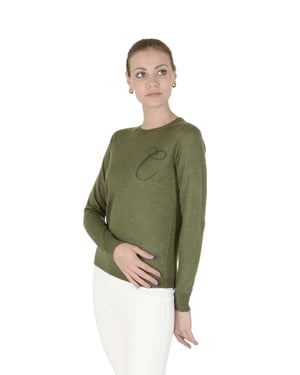 Crown Of Edinburgh Cashmere Long Sleeve Art 004 Green Letter C