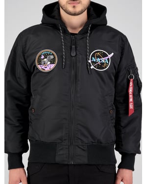 Alpha Industries Men's MA-1 VF Hood Dark Side Bomber Jacket in Black
