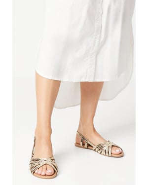Fiona Lattice Peep Toe Slingback Flat Sandals