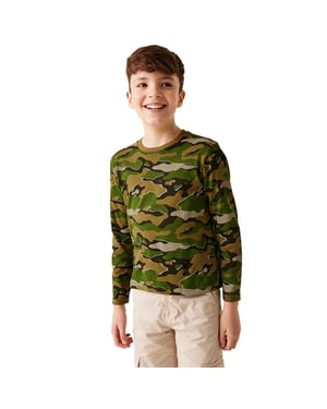 Regatta Kinder/Kinder Wenbie III Camo T-shirt met lange mouwen (Nefrietgroen)