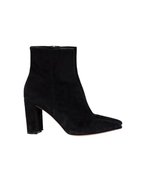 Gianvito Rossi Pointed-Toe Ankle Boots in Black Suede