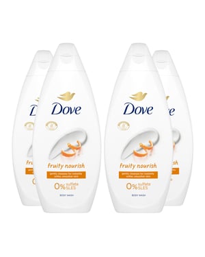 Dove Fruity Nourish Body Wash 0% Sulfate SLES for Soft & Smoother Skin, 4x225ml